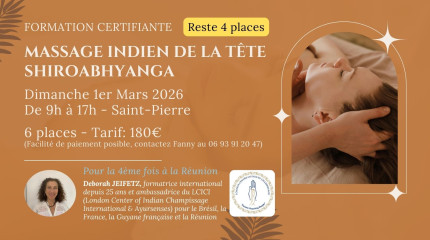 Formation Massage INDIEN DE LA TÊTE SHIROABHYANGA - 1er mars